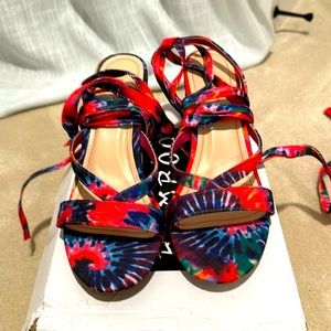 Tye dye wrap heels 7.5